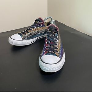Multi-Color Knit Converse All Star Chuck Taylors, womens 9, mens 7
